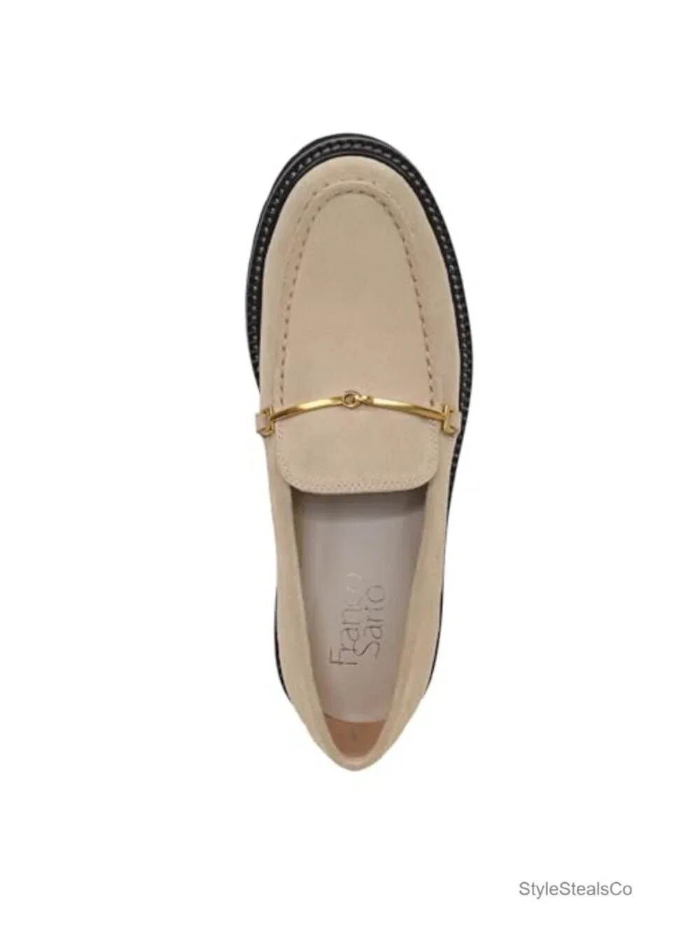 Suede Loafers Slip On Round Toe 1.4 Inch Heel Lug Sole - Picture 4 of 6